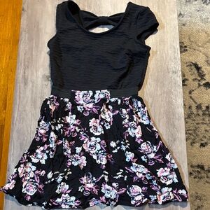 love, Fire Black and Pink Floral Kids Dress